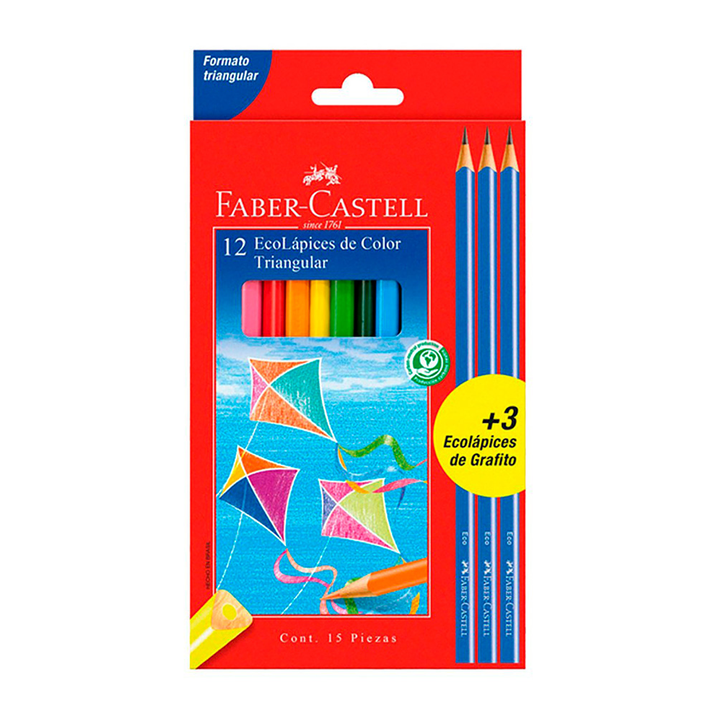 ECO LÁPIZ COLOR LARGO TRIANGULARES 12 U 3 GRAFITOS  1