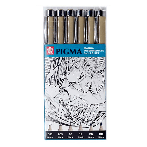 SAKURA PIGMA MICRON SET 6 TIRALÍNEAS MANGA INTERMEDIATE 