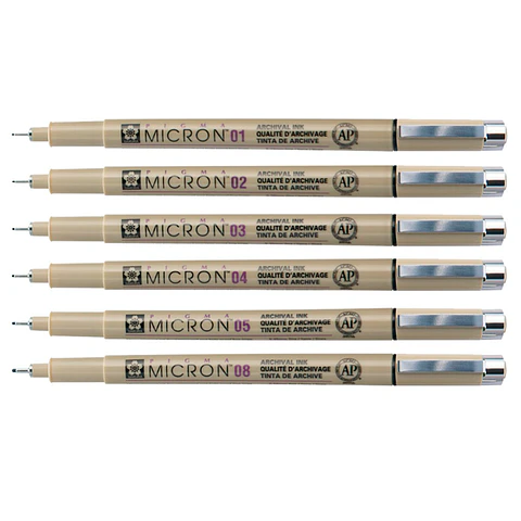 SAKURA PIGMA MICRON SET 6 TIRALÍNEAS NEGROS 
