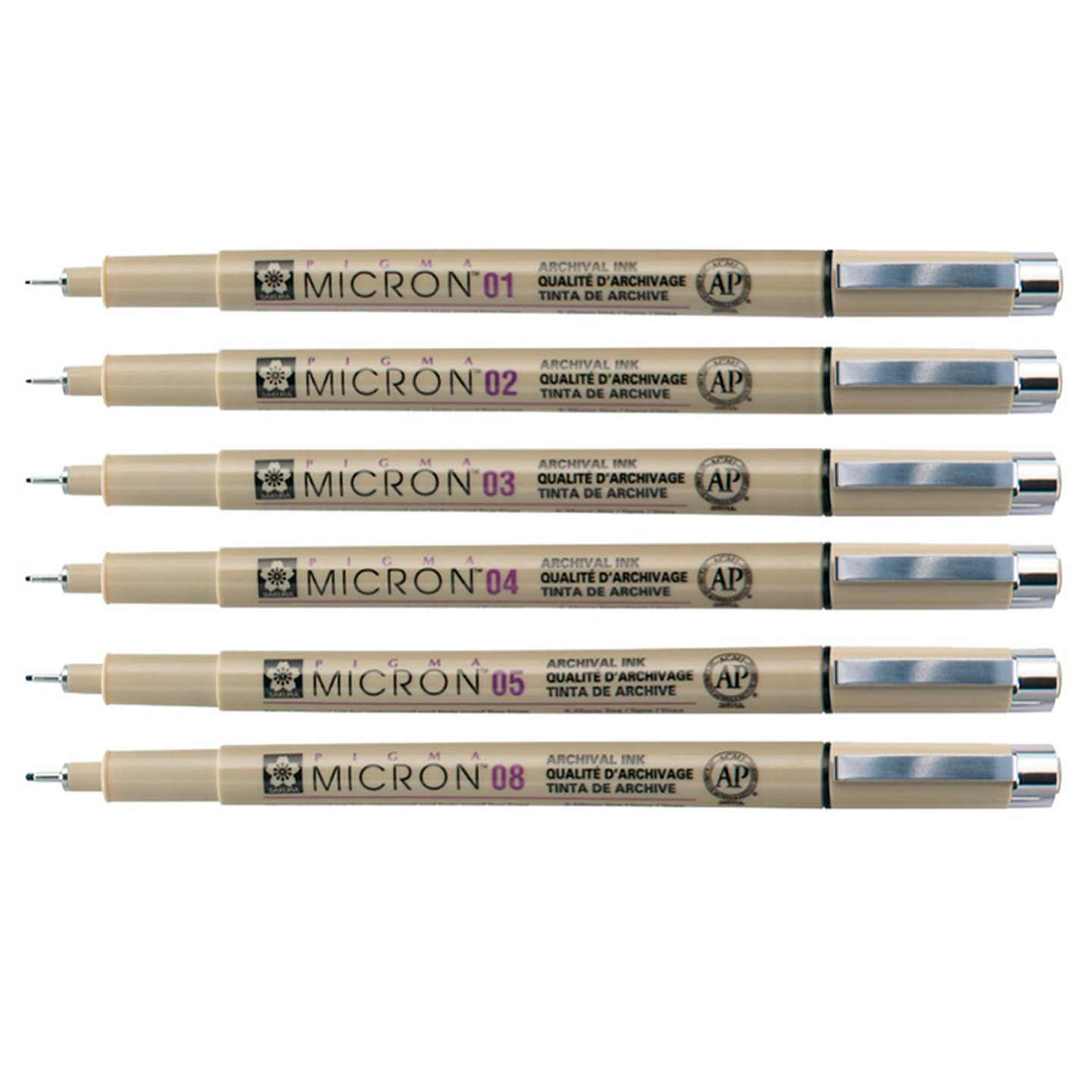 SAKURA PIGMA MICRON SET 6 TIRALÍNEAS NEGROS  1