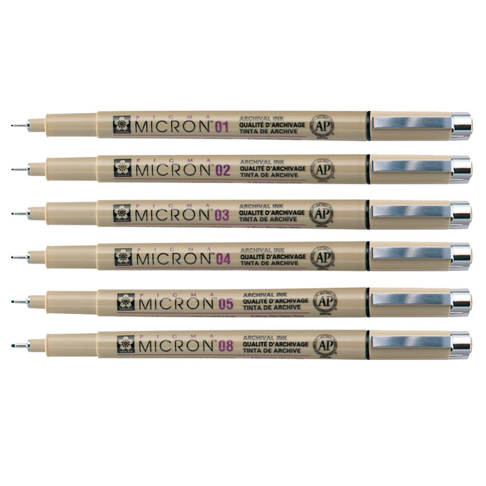 SAKURA PIGMA MICRON SET 6 TIRALÍNEAS NEGROS  1