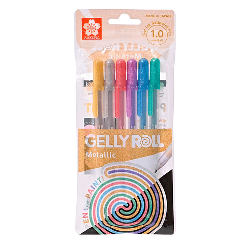 SET DE LAPICES GELLY ROLL SAKURA METALLIC 6 COLORES 
