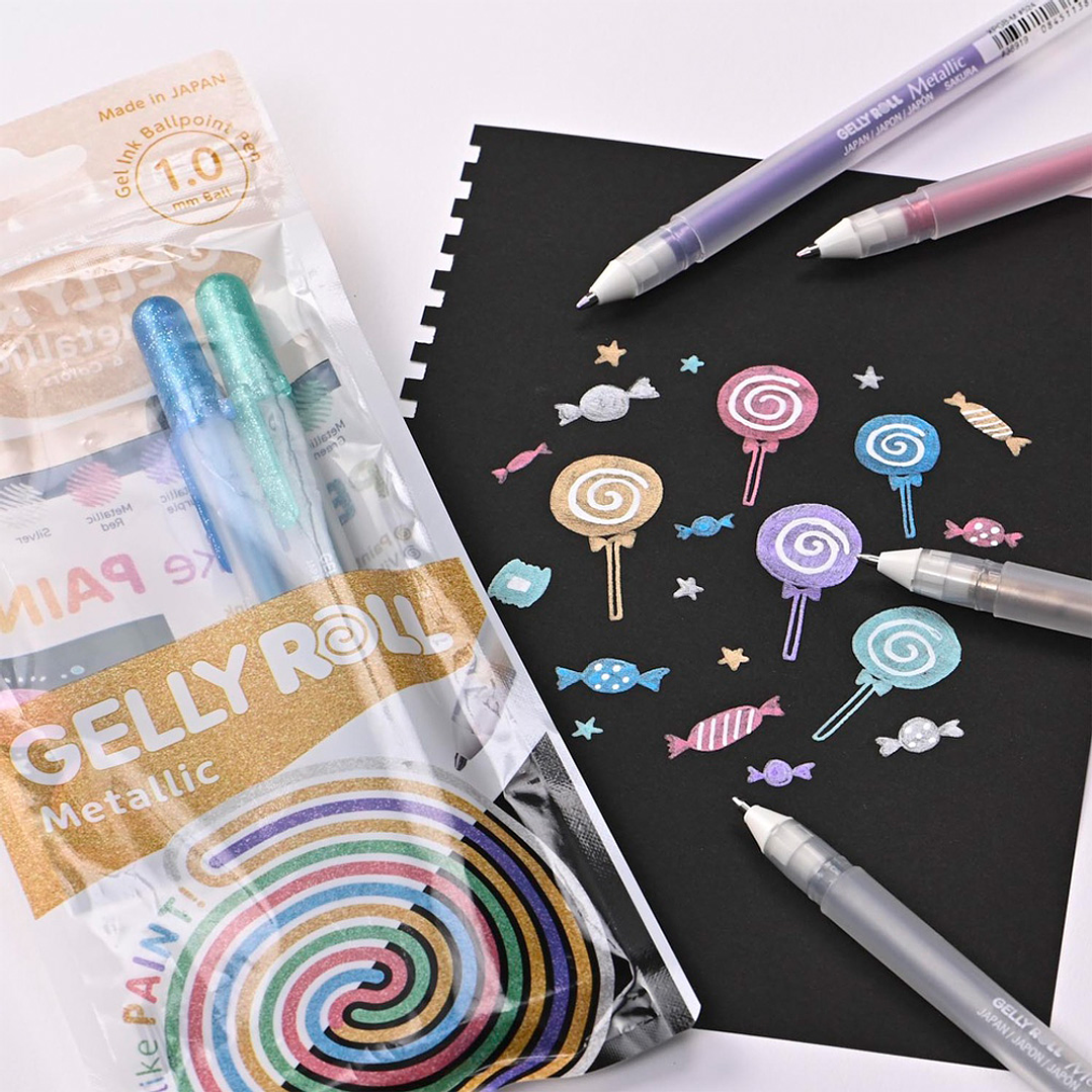 SET DE LAPICES GELLY ROLL SAKURA METALLIC 6 COLORES  3