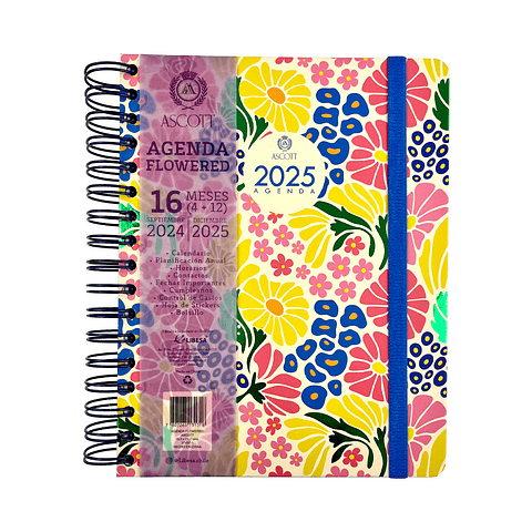 AGENDA ASCOTT C/ESPIRAL FLOWERED 22X17.1 CM 