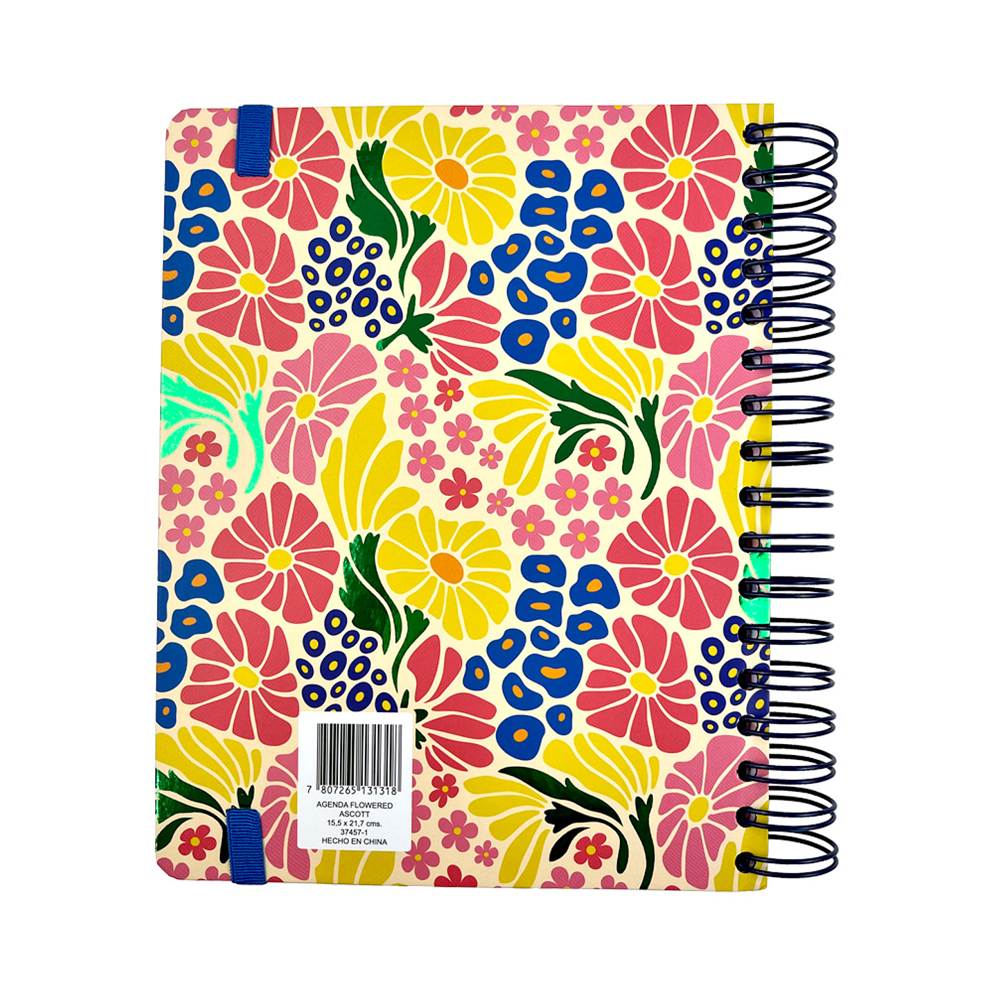 AGENDA ASCOTT C/ESPIRAL FLOWERED 22X17.1 CM  2