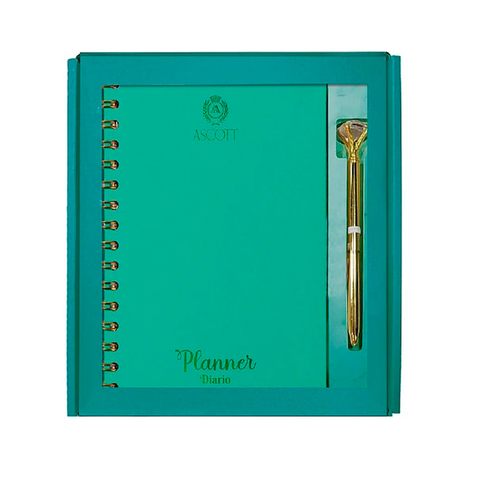 SET ASCORR PLANNER C/ESPIRAL + BOLIGRAFO NEGRO  1