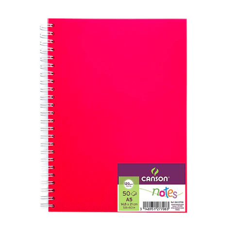 CUADERNO 50 HOJAS A5 120G/M² TAPA POLIPROPILENO COLOR ROSA 