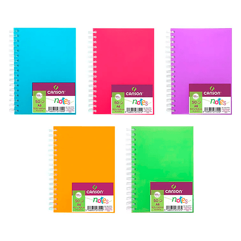 CUADERNO 50 HOJAS A6 120G/M² TAPA POLIPROPILENO 5 COL. 