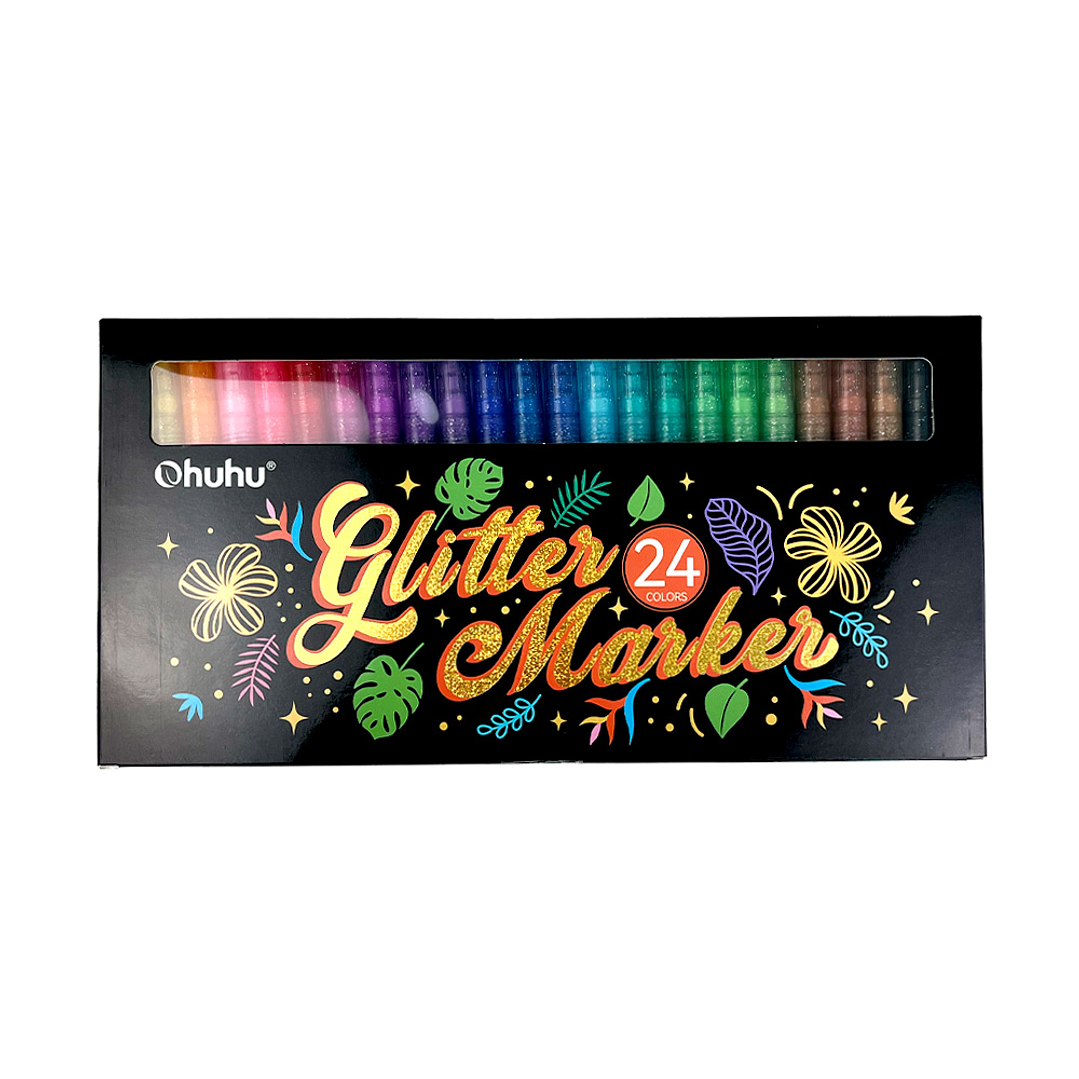 OHUHU 24 MARCADORES GLITTER METÁLICOS  1