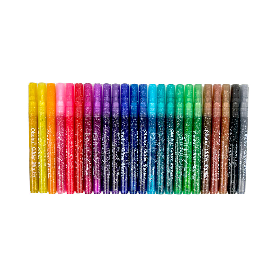 OHUHU 24 MARCADORES GLITTER METÁLICOS  2