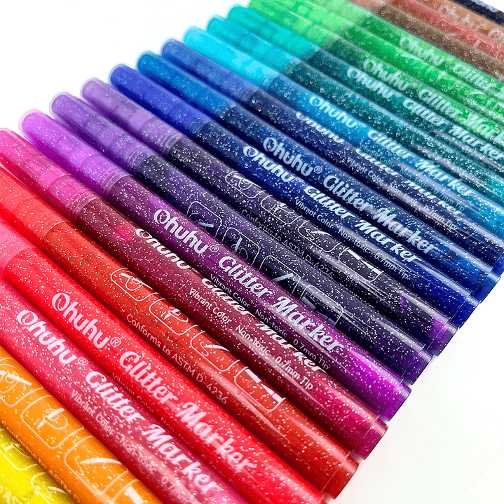 OHUHU 24 MARCADORES GLITTER METÁLICOS  5
