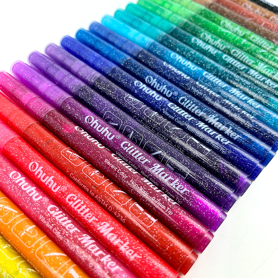 OHUHU 24 MARCADORES GLITTER METÁLICOS  5