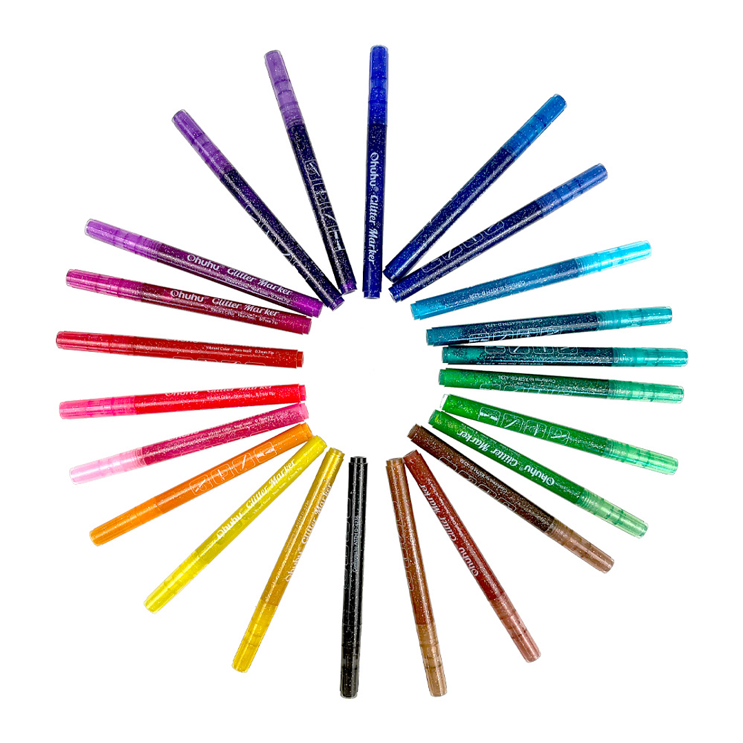OHUHU 24 MARCADORES GLITTER METÁLICOS  6