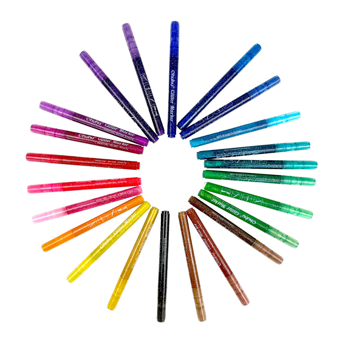 OHUHU 24 MARCADORES GLITTER METÁLICOS  6