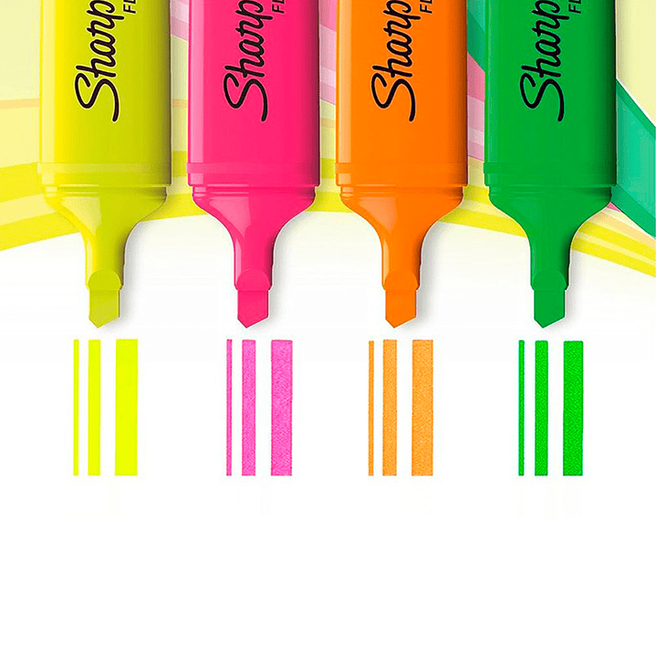 SET DESTACADORES SHARPIE BLADE 4 COLORES FLUO XL  3