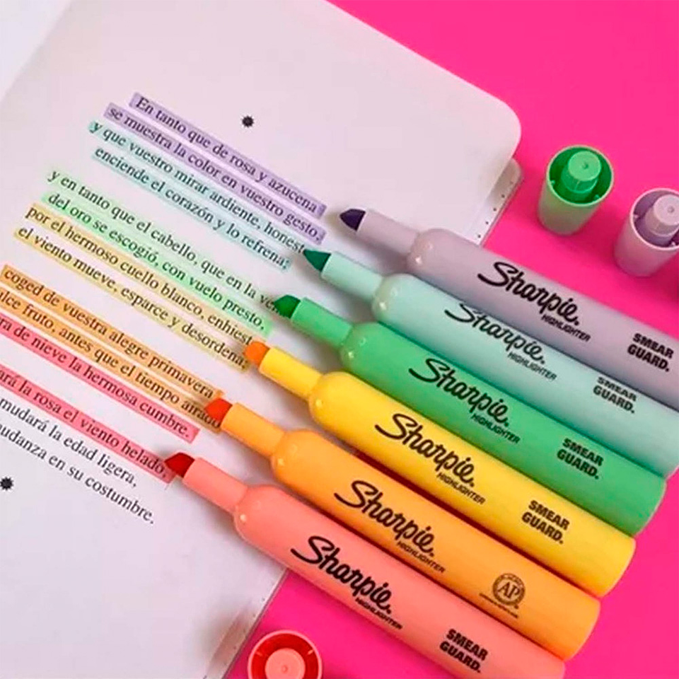 SET DESTACADORES SHARPIE TANK 6 COLORES PASTEL  2