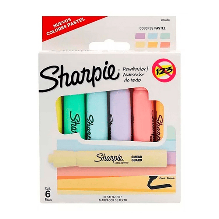 SET DESTACADORES SHARPIE TANK 6 COLORES PASTEL  1