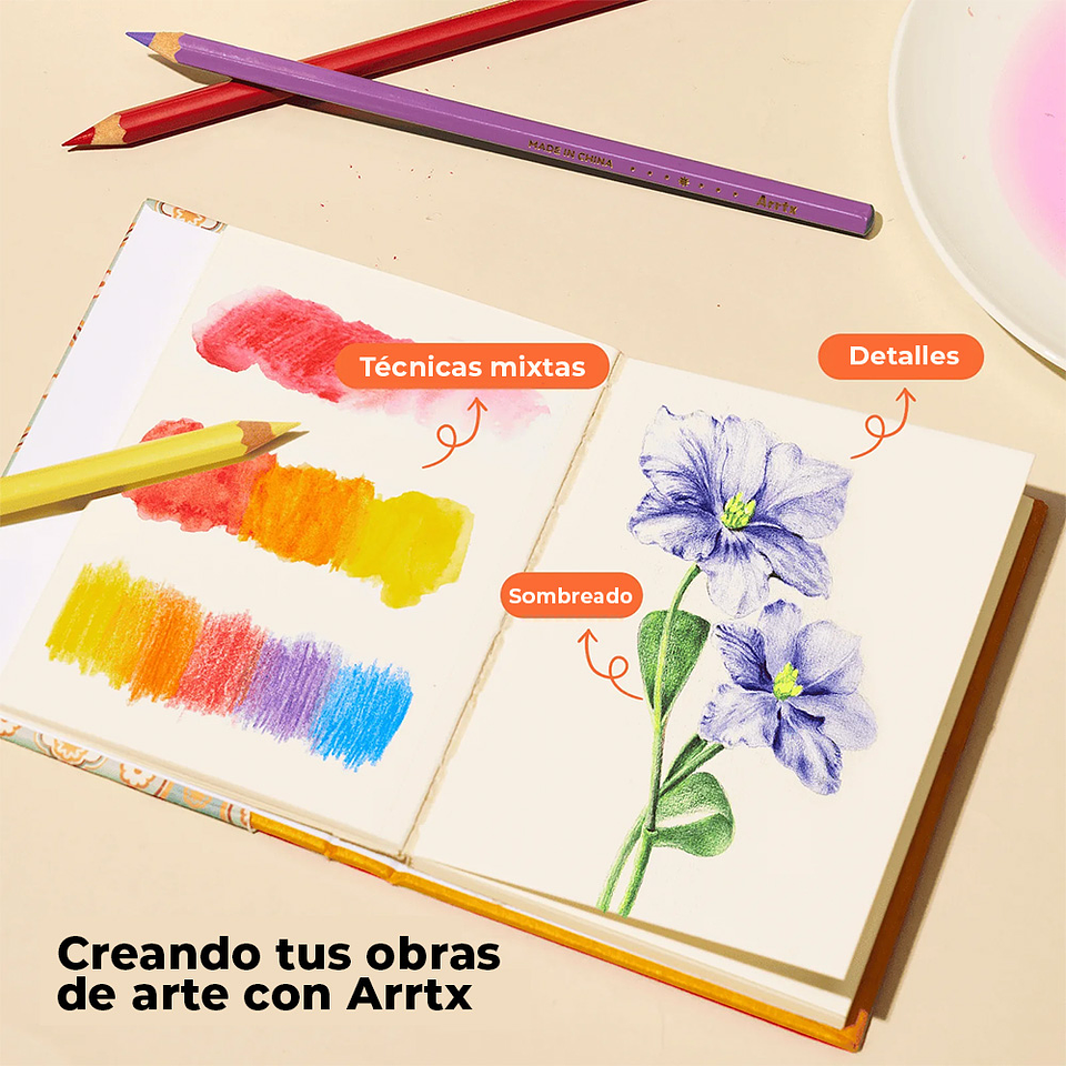 ARRTX JUEGO DE 72 LÁPICES ACUARELABLES  5