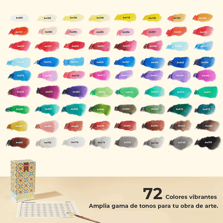 ARRTX JUEGO DE 72 LÁPICES ACUARELABLES  6