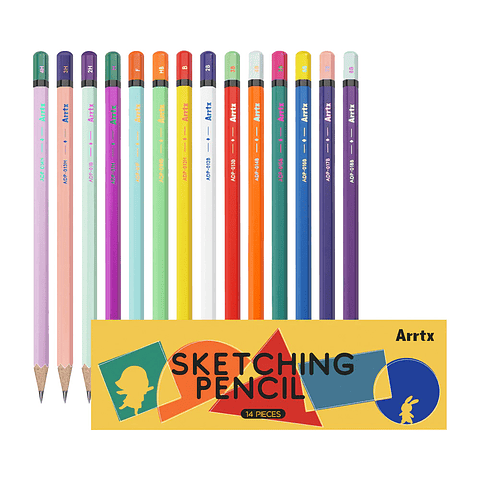 ARRTX 14 LÁPICES DE DIBUJO PROFESIONALES (4H - 8B)