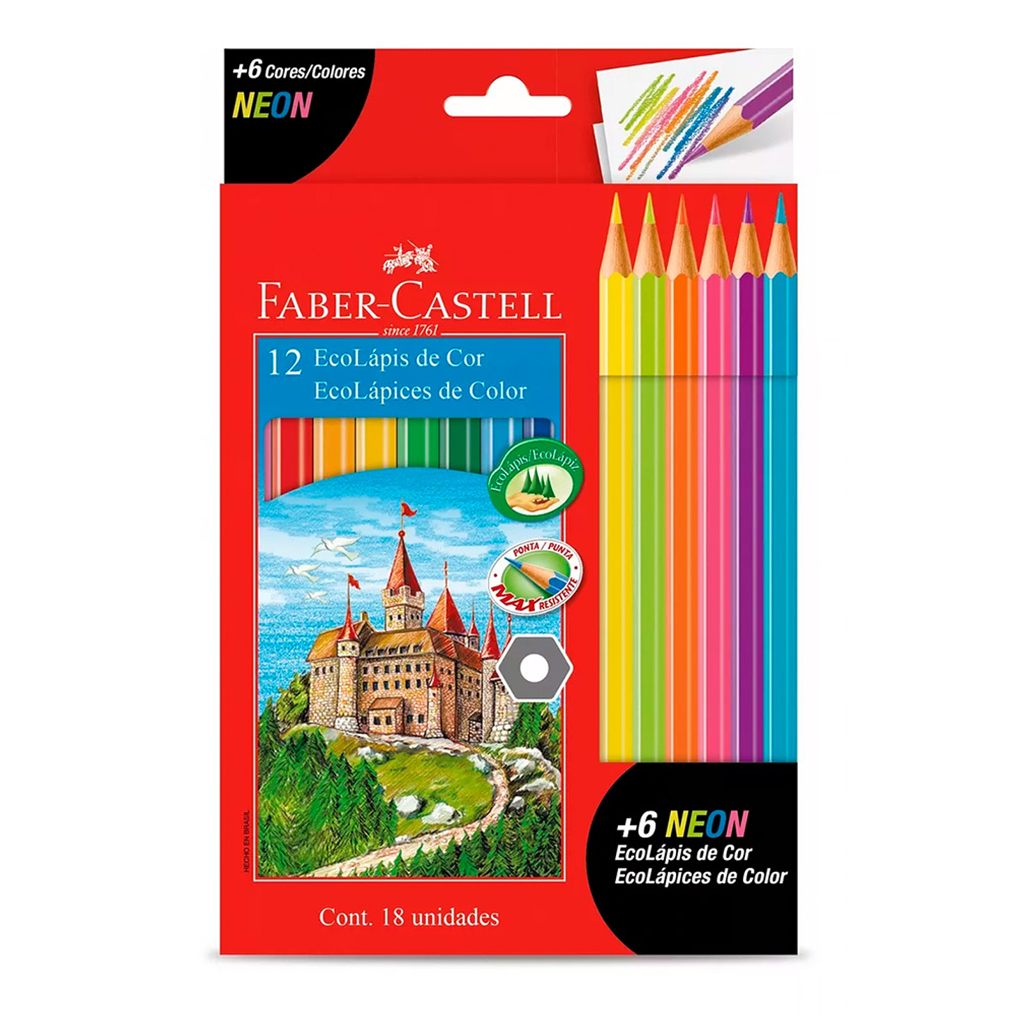ECOLÁPIZ DE COLOR 12 + 6 NEON  1