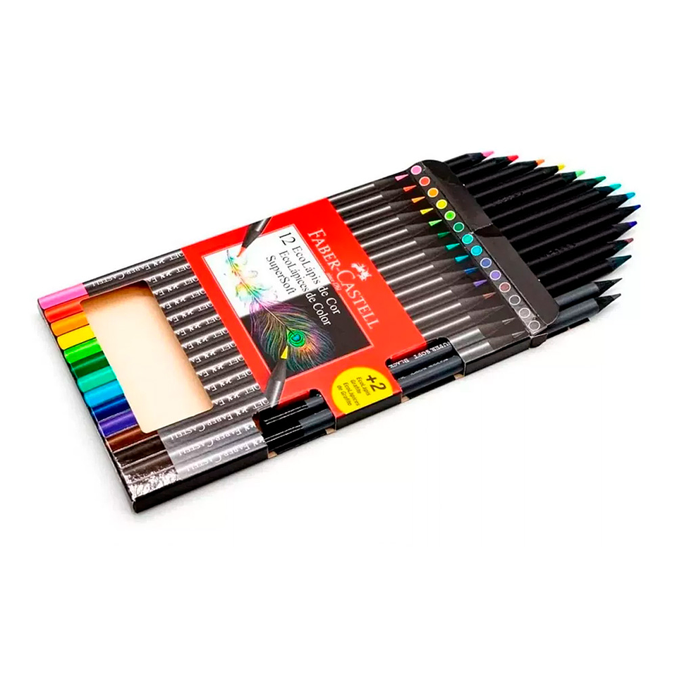 SUPERSOFT 12 ECOLÁPICES DE COLORES + 2 GRAFITO  1