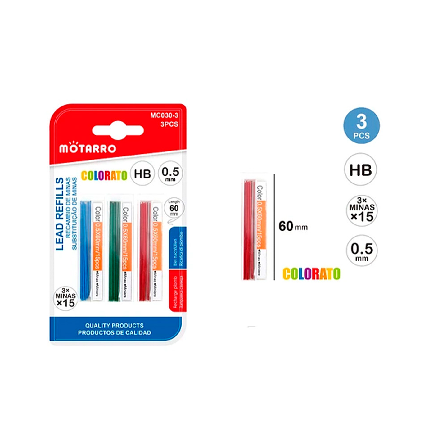 MINAS COLORES HB 0.5MM PARA PORTAMINAS 3 PCS  1