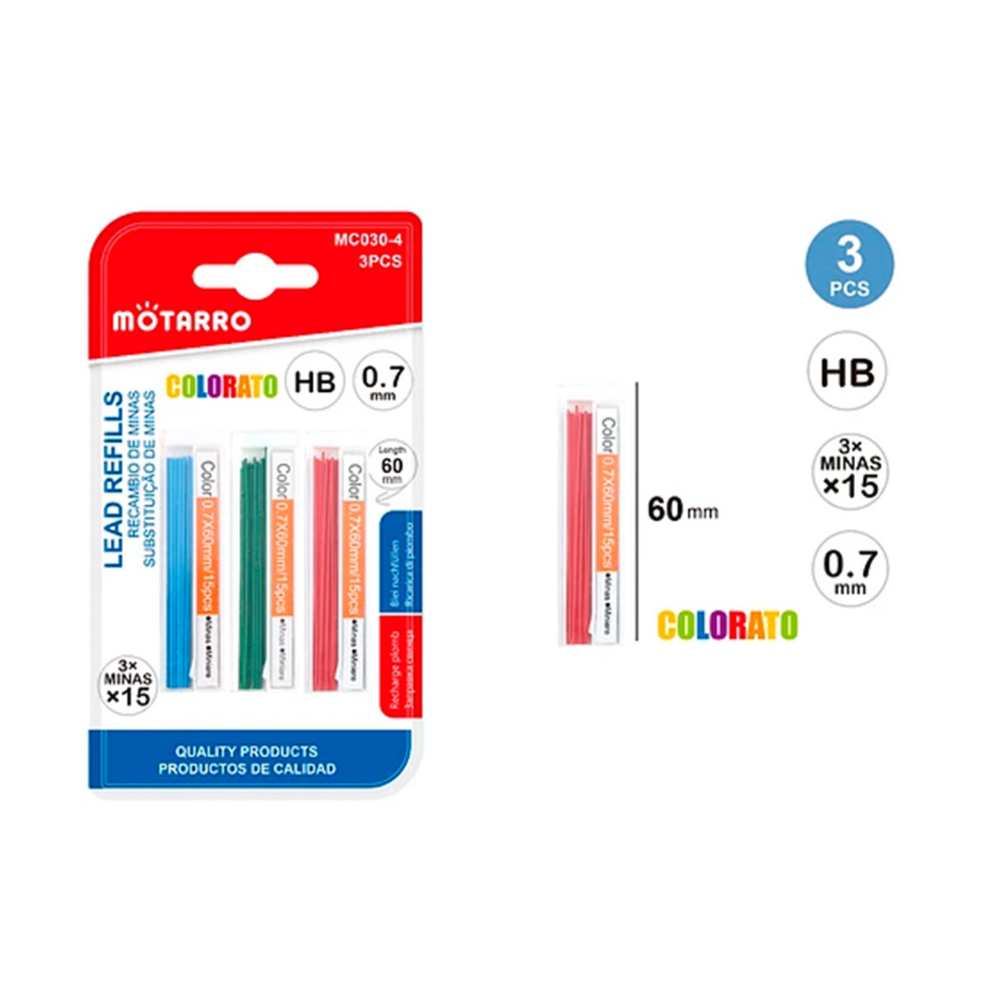 MINAS COLORES HB 0.7MM PARA PORTAMINAS 3 PCS  1