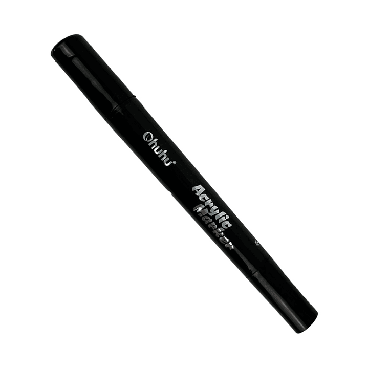 OHUHU MARCADOR ACRÍLICO INDIVIDUAL DOBLE PUNTA (PUNTA FINA Y REDONDA) NEGRO 2