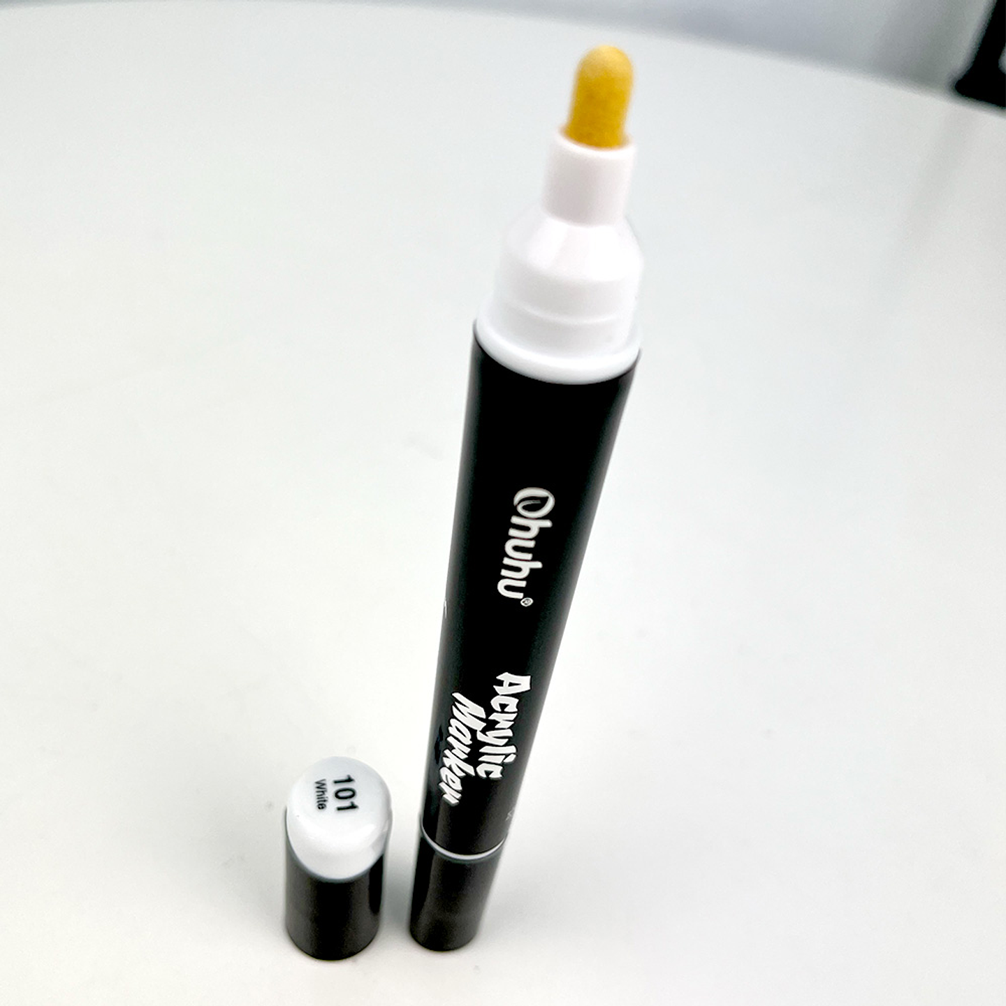 OHUHU MARCADOR ACRÍLICO INDIVIDUAL DOBLE PUNTA (PUNTA FINA Y REDONDA) BLANCO 4