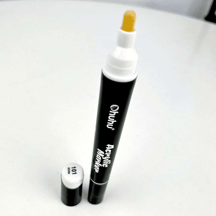 OHUHU MARCADOR ACRÍLICO INDIVIDUAL DOBLE PUNTA (PUNTA FINA Y REDONDA) BLANCO 4