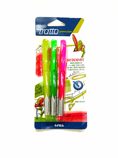 DESTACADORES FLUORESCENTES TRATTO GIOTTO SET 3 UNIDADES 