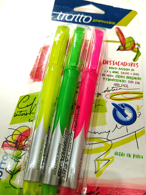 DESTACADORES FLUORESCENTES TRATTO GIOTTO SET 3 UNIDADES 