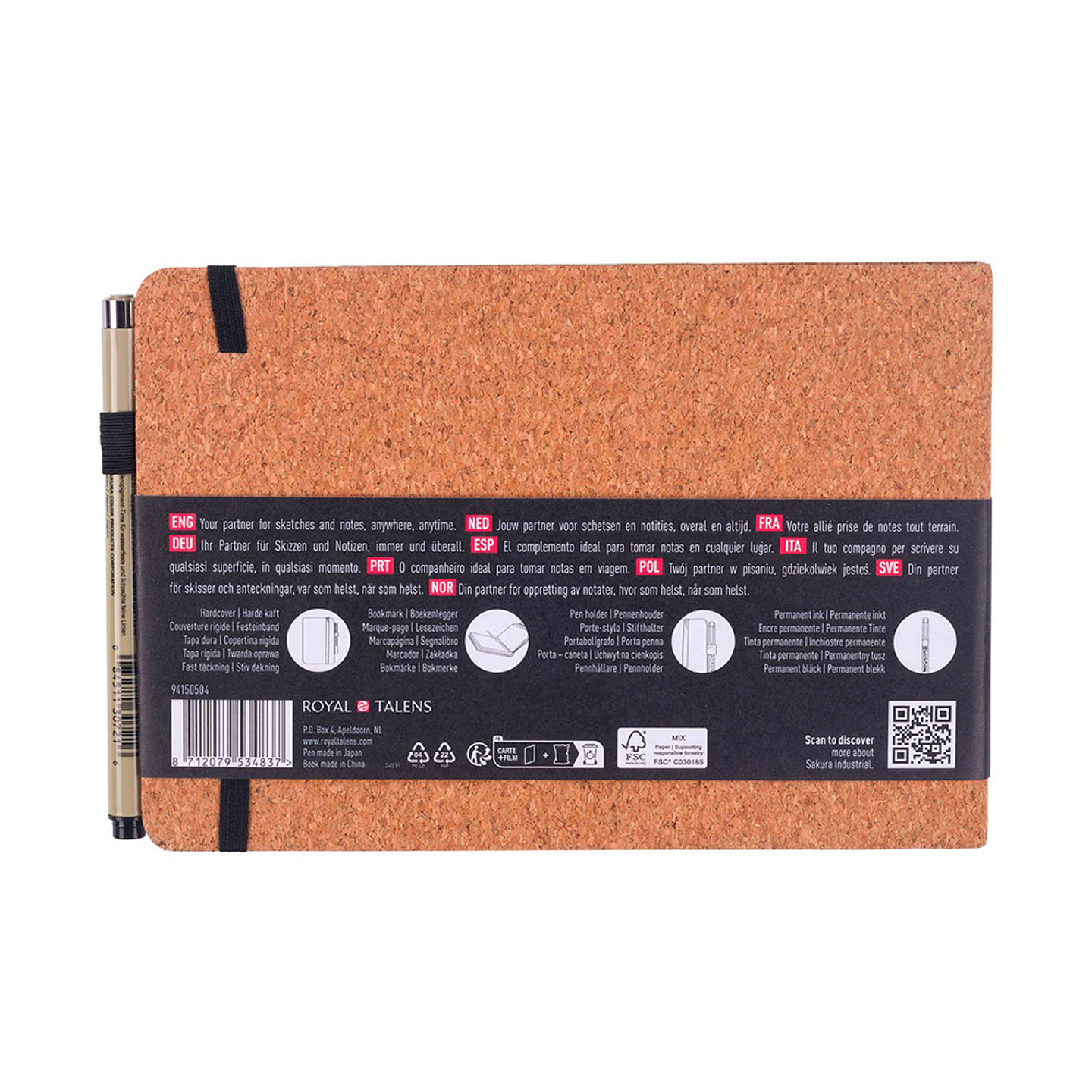 SKETCHBOOK SAKURA 80 HOJAS BLANCA (21X14,8CM) 140 GR CORCHO + ROTULADOR PIGMA MICRON PN 2