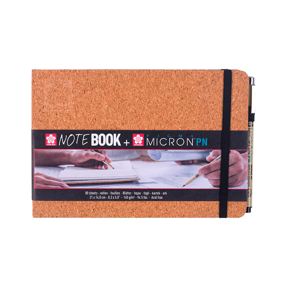 SKETCHBOOK SAKURA 80 HOJAS BLANCA (21X14,8CM) 140 GR CORCHO + ROTULADOR PIGMA MICRON PN 1