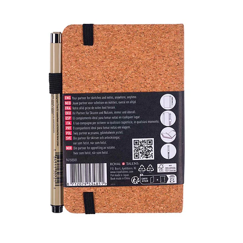 SKETCHBOOK SAKURA 80 HOJAS BLANCA (9X14CM) 140 GR CORCHO + ROTULADOR PIGMA MICRON PN