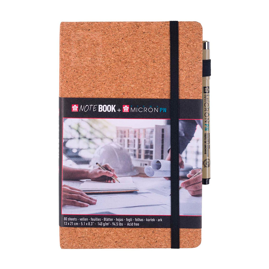 SKETCHBOOK SAKURA 80 HOJAS BLANCA (13X21CM) 140 GR CORCHO + ROTULADOR PIGMA MICRON PN 1
