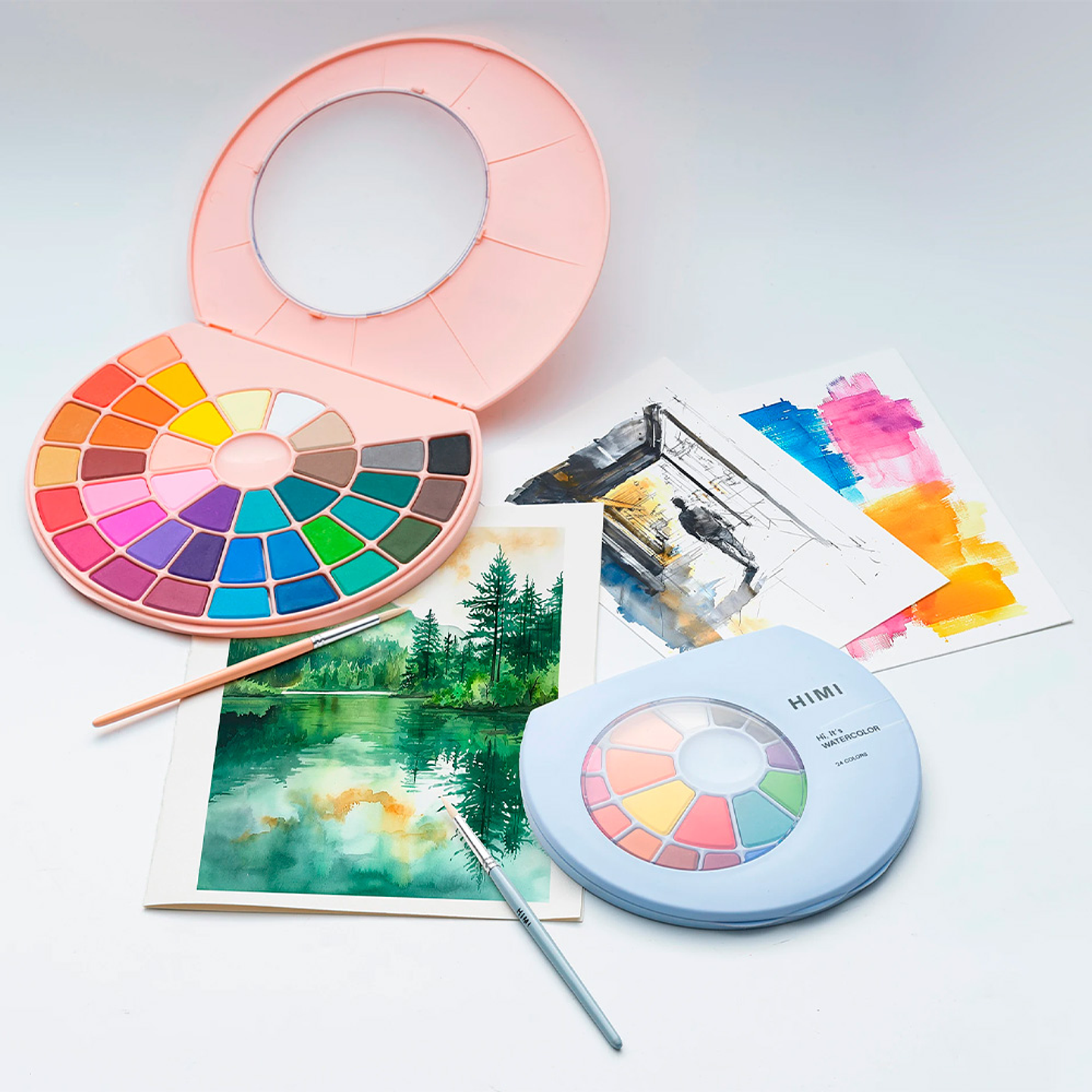 HIMI SET PINTURA SOLIDA 38 COLORES (ESTUCHE ROSADO) 1