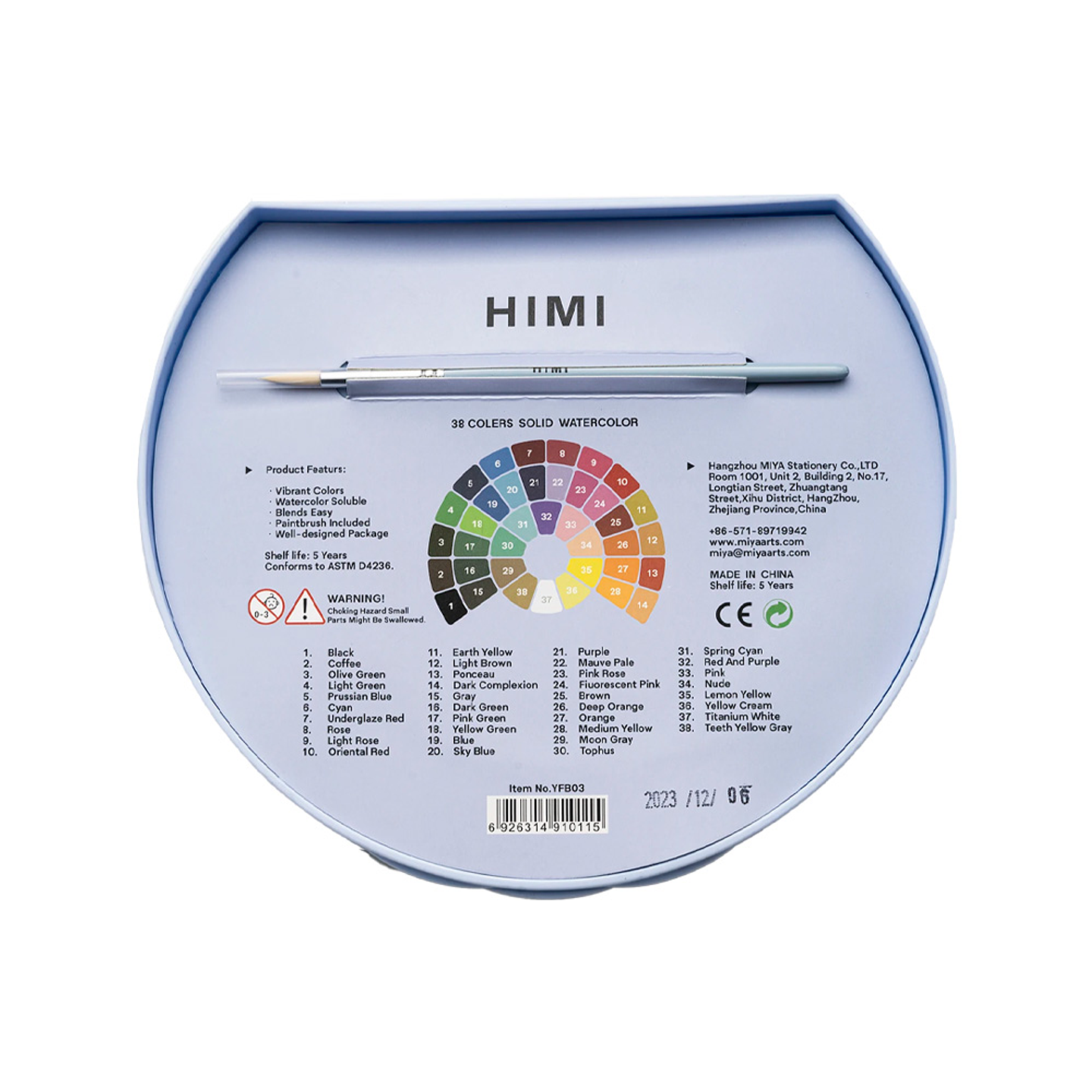 HIMI SET PINTURA SÓLIDA 38 COLORES (ESTUCHE AZUL) 3