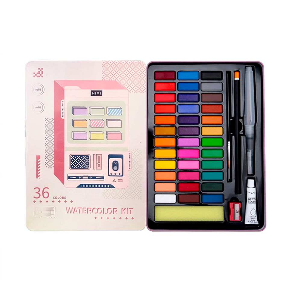 HIMI KIT PINK DE ACUARELA 36 COLORES 1