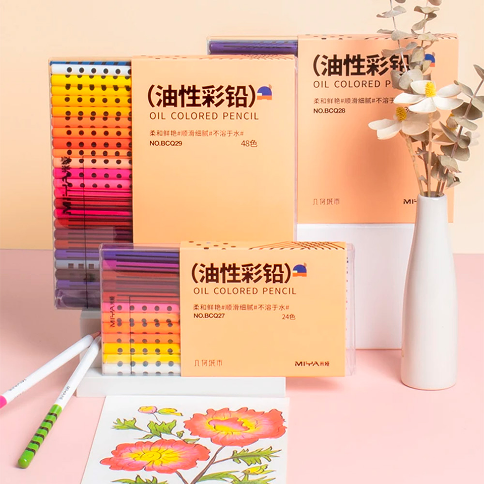 MIYA LÁPICES DE COLOR AL OLEO GEOMETRICOS 24 COLORES 5