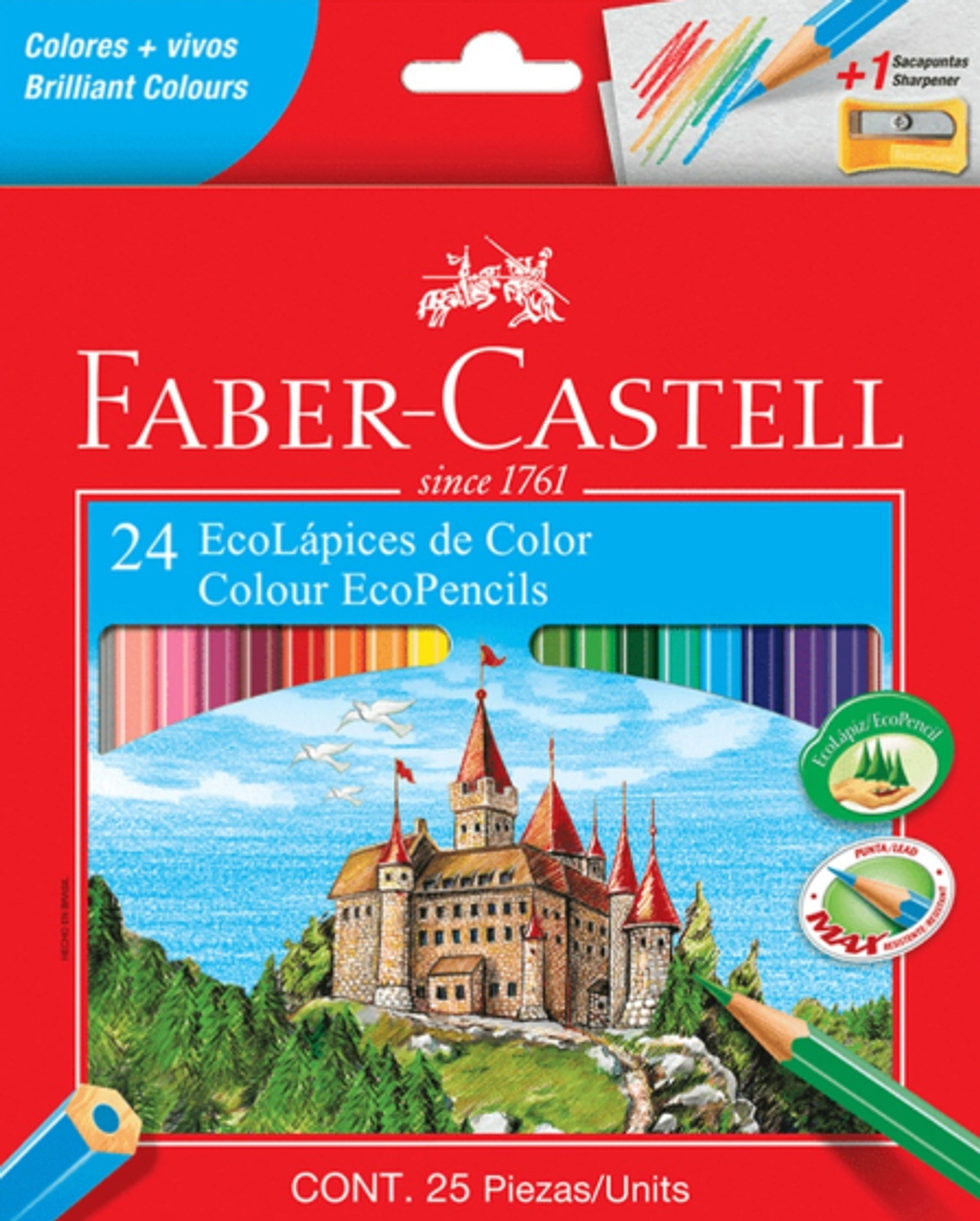 ECO LÁPICES DE COLOR FABER-CASTELL X24 COLORES + SACAPUNTAS  2