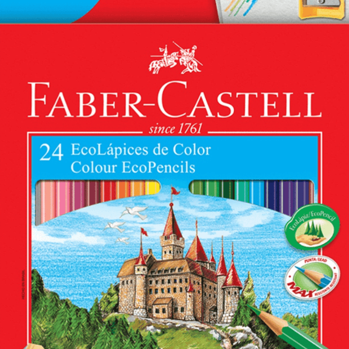 ECO LÁPICES DE COLOR FABER-CASTELL X24 COLORES + SACAPUNTAS  2