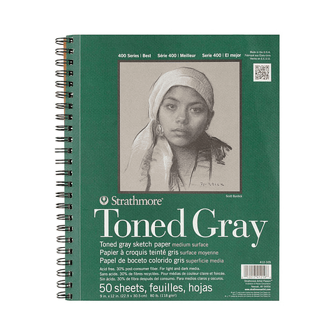 CROQUERA TONED GRAY STRATHMORE 22,9 X 30,5 CM 50 HOJAS