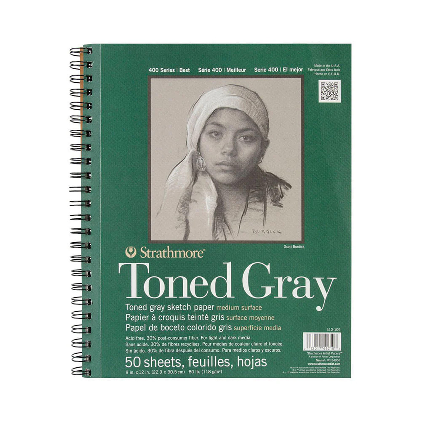 CROQUERA TONED GRAY STRATHMORE 22,9 X 30,5 CM 50 HOJAS 1