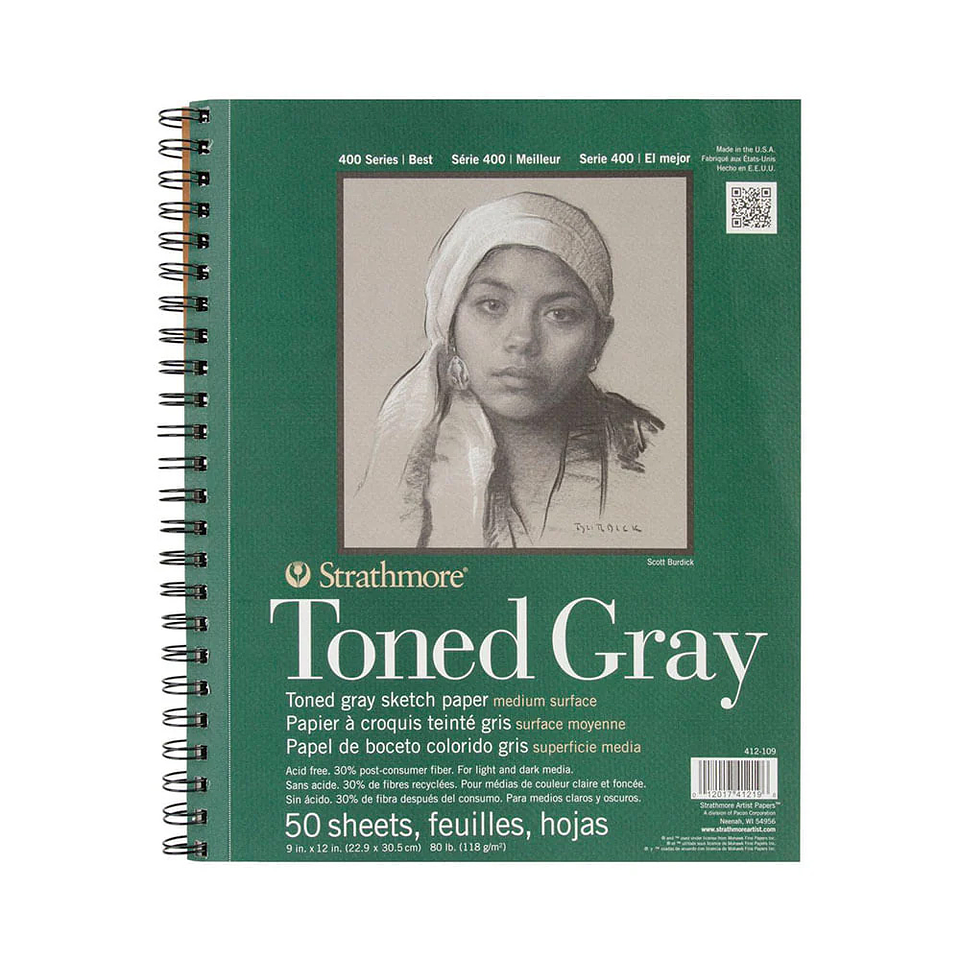 CROQUERA TONED GRAY STRATHMORE 22,9 X 30,5 CM 50 HOJAS 1