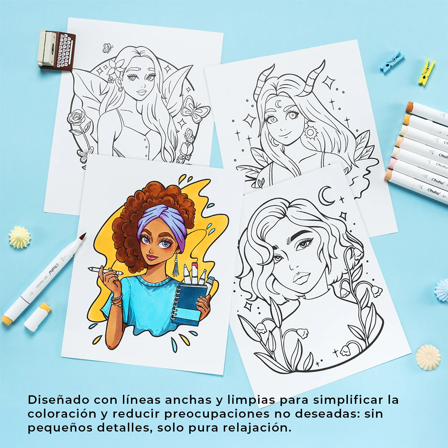 OHUHU BLOCK CON TEMAS DE PERSONAJES 25,4 x 20,32 CM 1