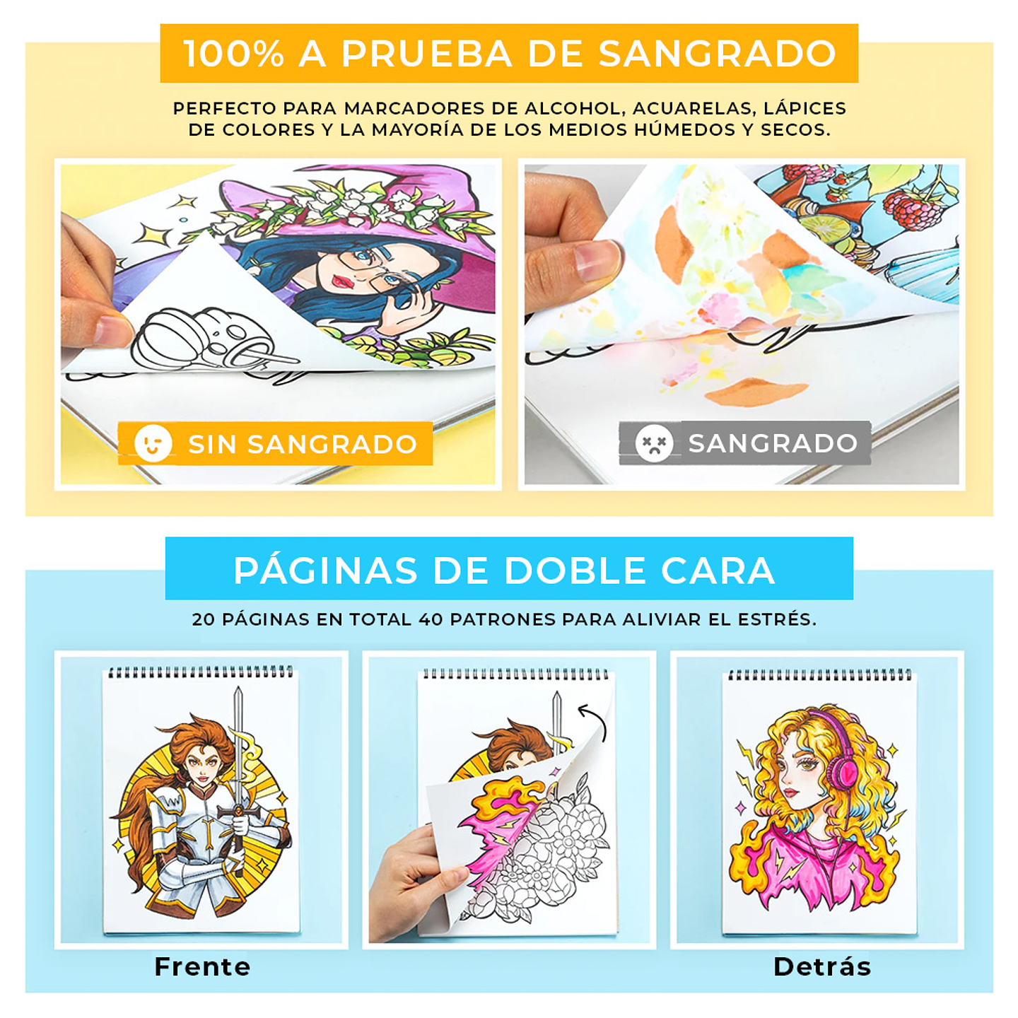 OHUHU BLOCK CON TEMAS DE PERSONAJES 25,4 x 20,32 CM 5