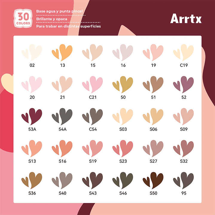 ARRTX MARCADORES ACRÍLICOS DE 30 COLORES PIEL 6