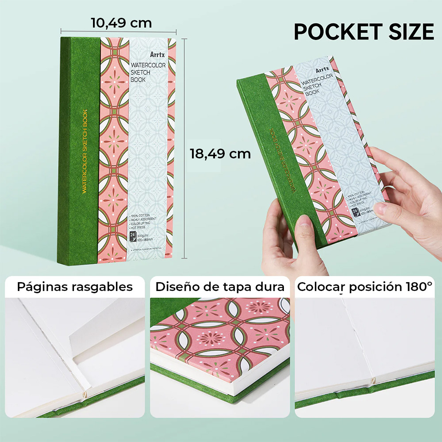 ARRTX CUADERNO PARA ACUARELA 24 PAGINAS 300 GRS  3